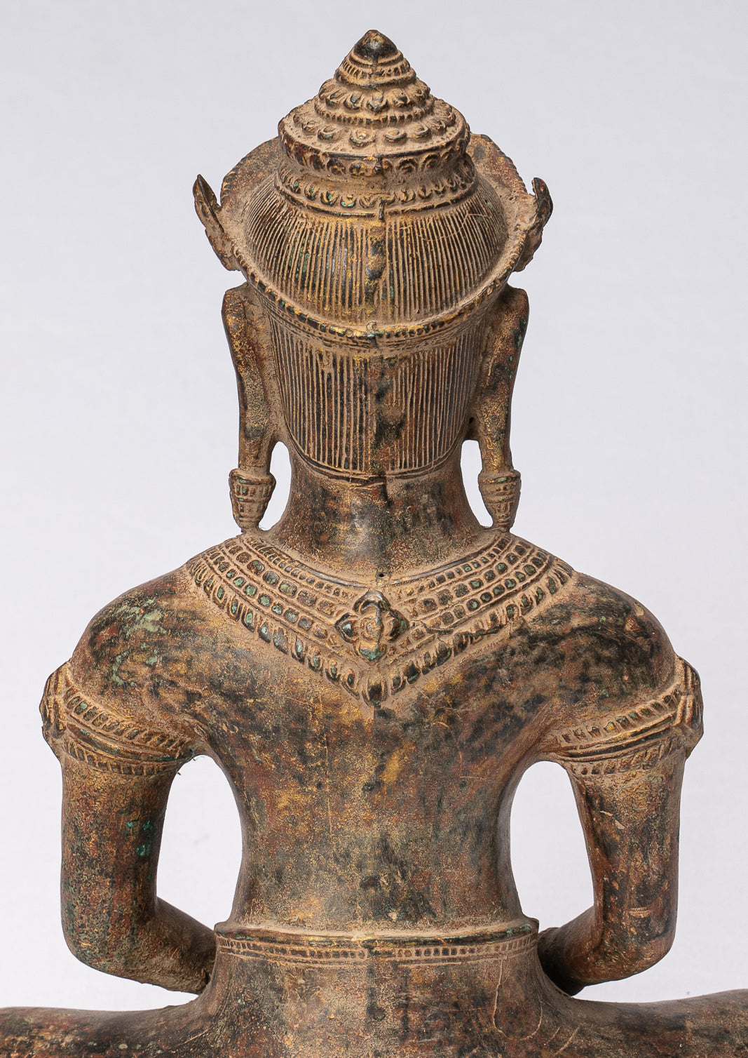 Buddha Statue - Antique Khmer Style Bronze Seated Meditation Angkor Buddha Statue -13.5cm/5"