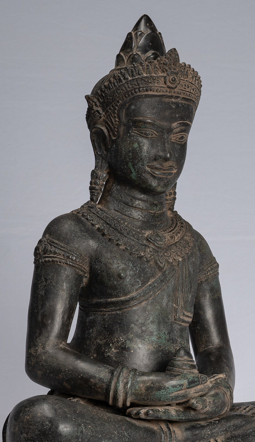 Buddha Statue-Antike Khmer Style Bronze Seated Amitabha Meditation Buddha Statue-55cm/22 "