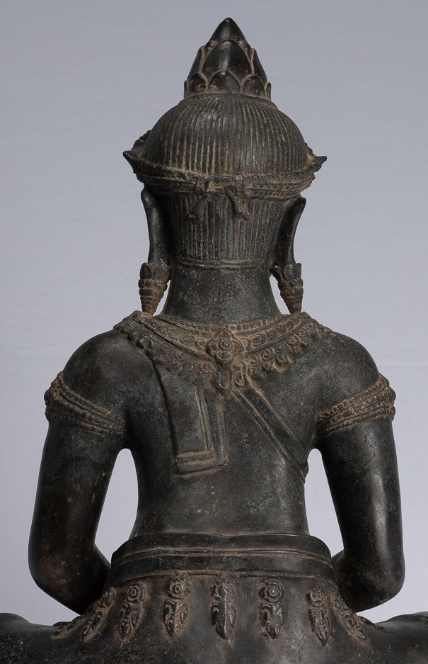 Buddha Statue-Antike Khmer Style Bronze Seated Amitabha Meditation Buddha Statue-55cm/22 "