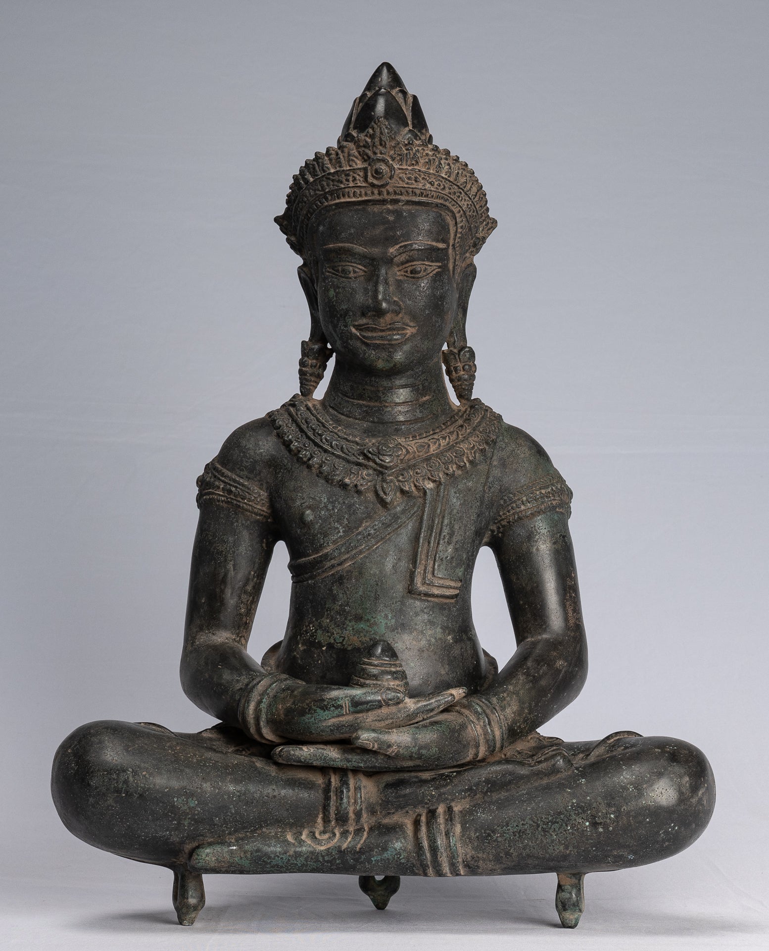 Buddha Statue-Antike Khmer Style Bronze Seated Amitabha Meditation Buddha Statue-55cm/22 "