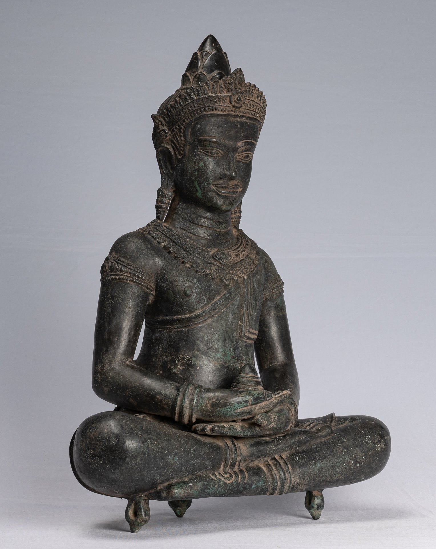 Buddha Statue-Antike Khmer Style Bronze Seated Amitabha Meditation Buddha Statue-55cm/22 "