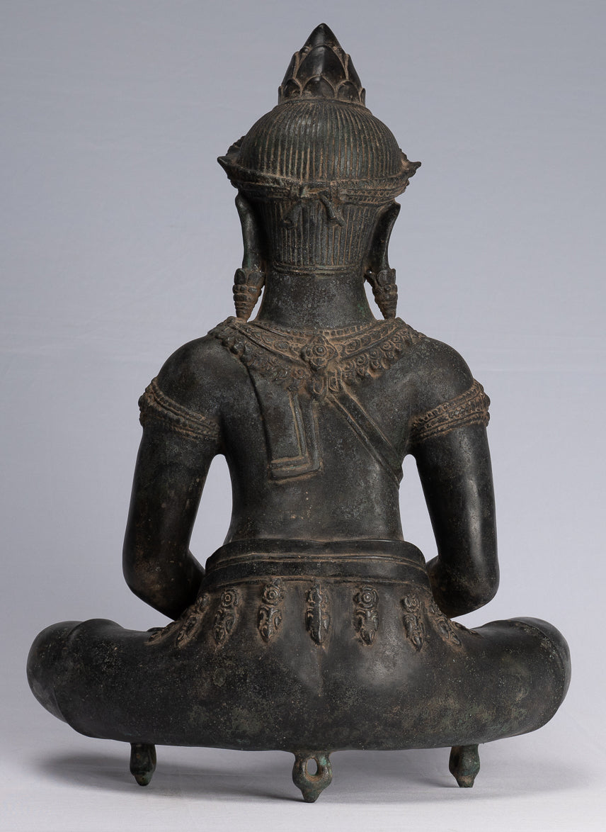 Buddha Statue-Antike Khmer Style Bronze Seated Amitabha Meditation Buddha Statue-55cm/22 "