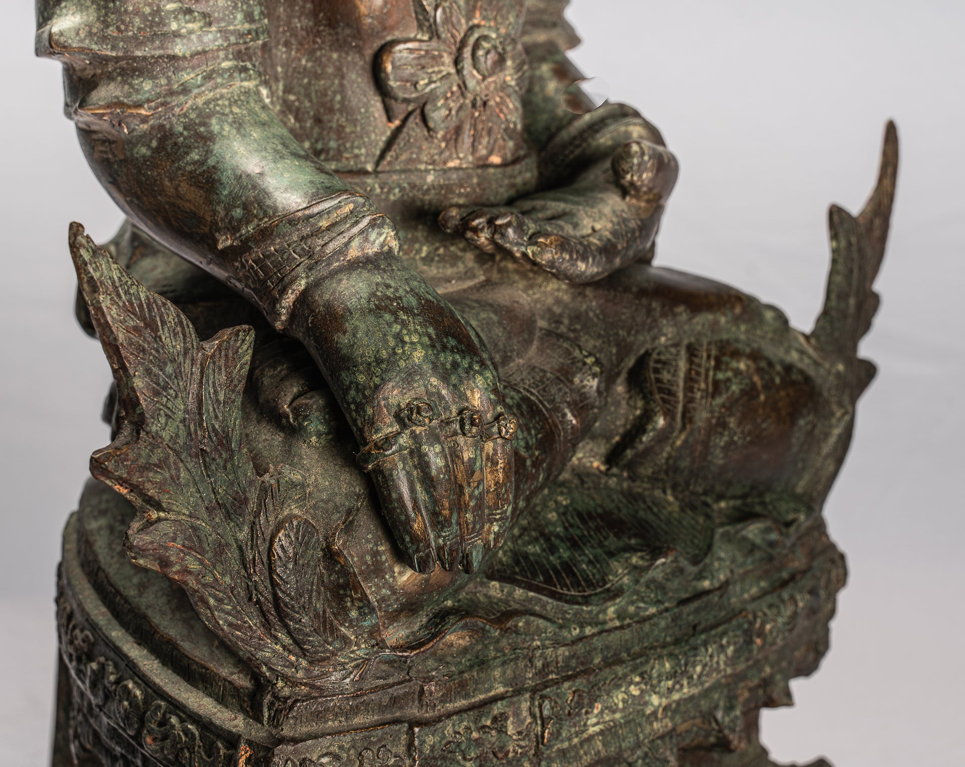 Antique Burmese Style Bronze Shan Enlightenment Seated Buddha Statue - 102cm/41"