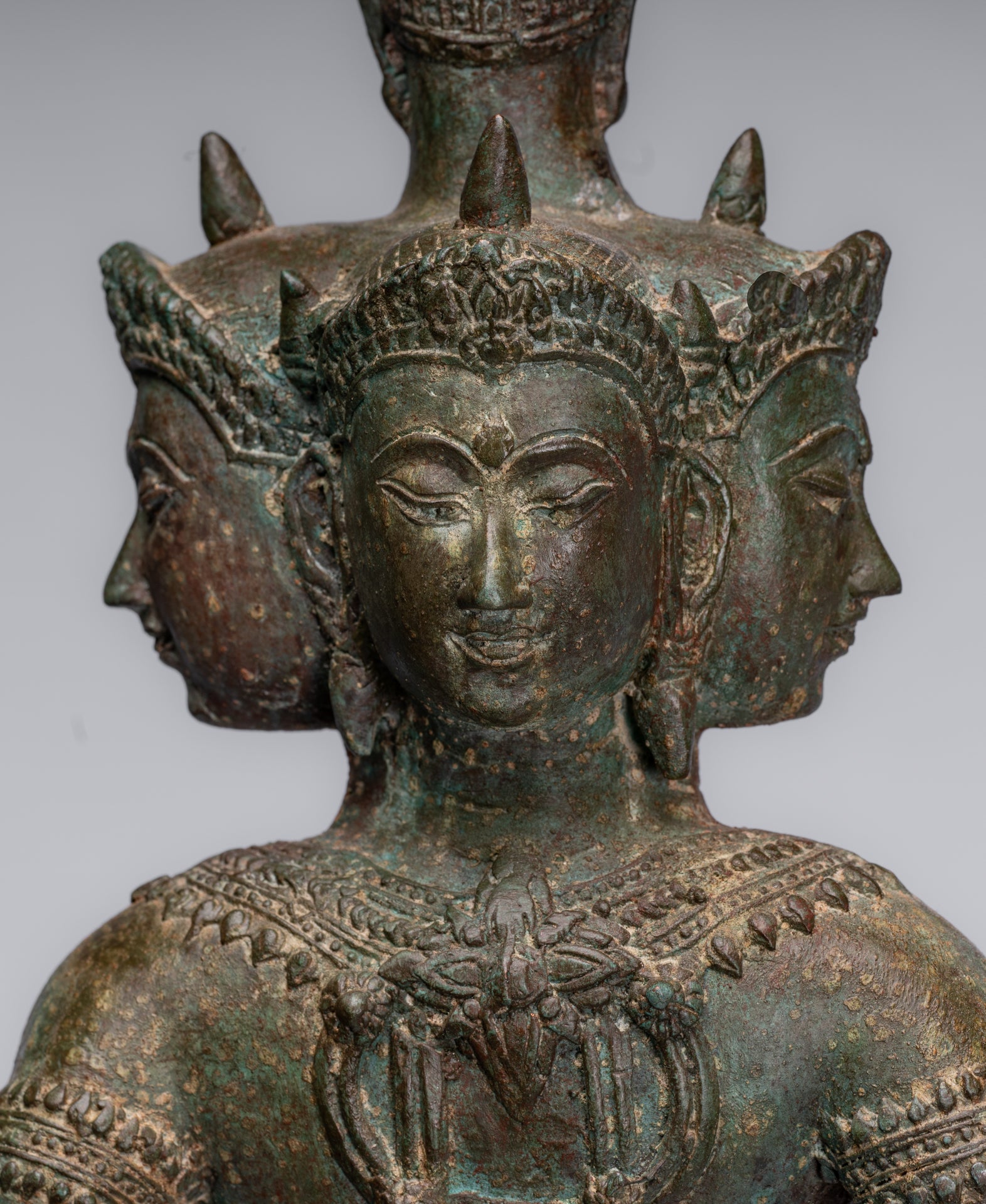 Trimurti Statue - Antique Thai Style Trimurti Shiva Brahma Vishnu Statue - 84cm/34"