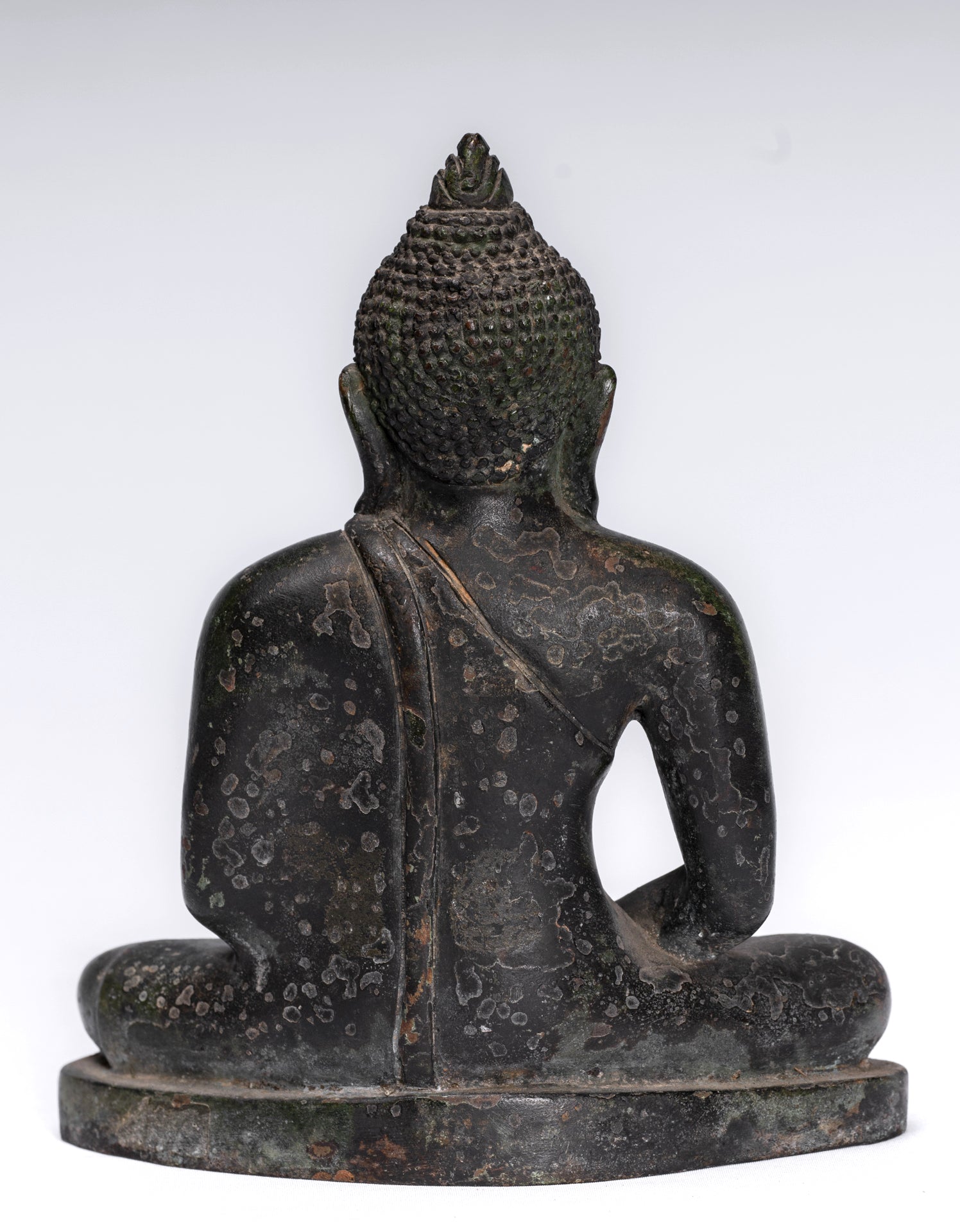 Buddha Statue - Antique Sri Lanka Style Bronze Seated Meditation Buddha Statue - 18cm/7"