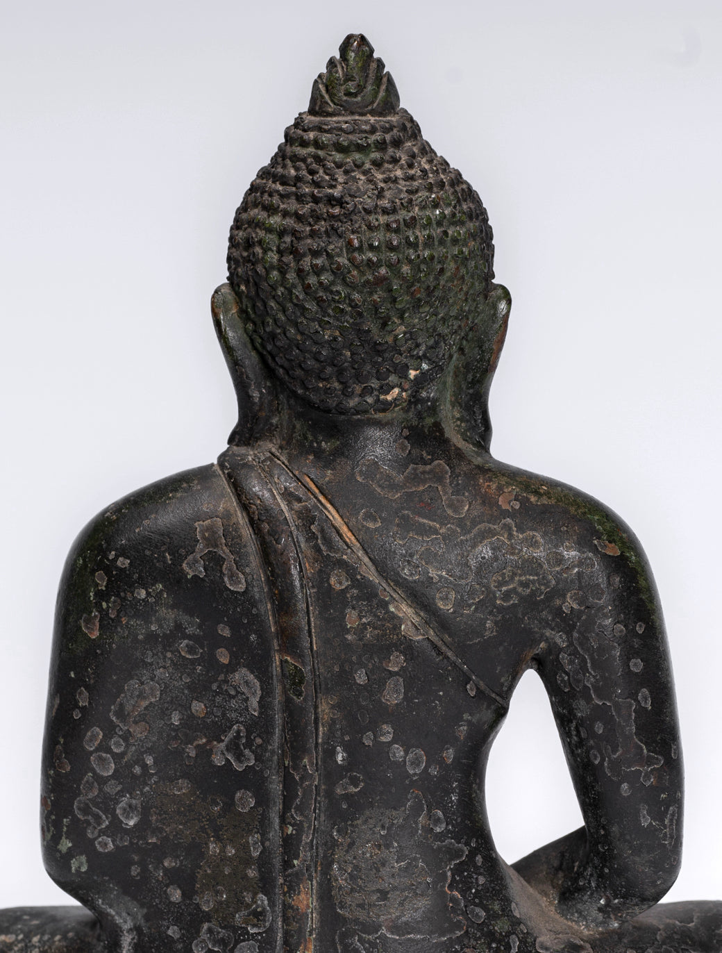 Buddha Statue - Antique Sri Lanka Style Bronze Seated Meditation Buddha Statue - 18cm/7"