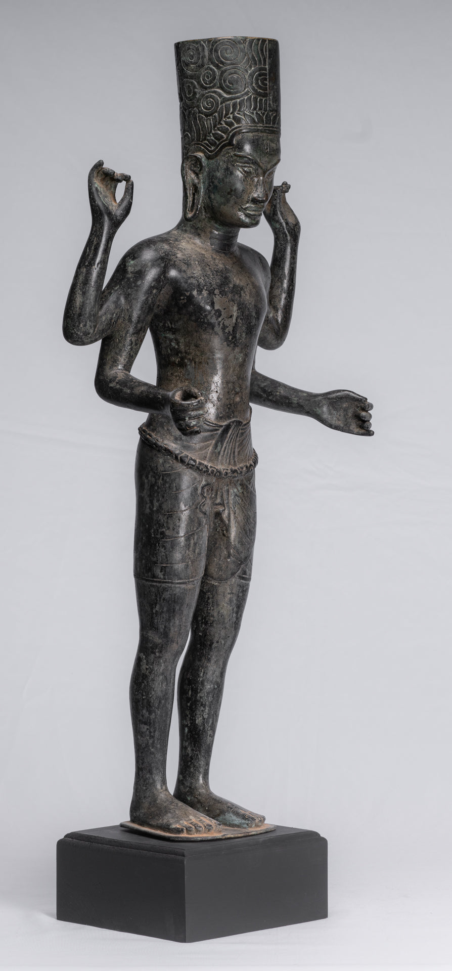 Harihara - Antique Phnom Da Style Bronze Khmer Hari Hara or Vishnu & Shiva - 77cm/31"