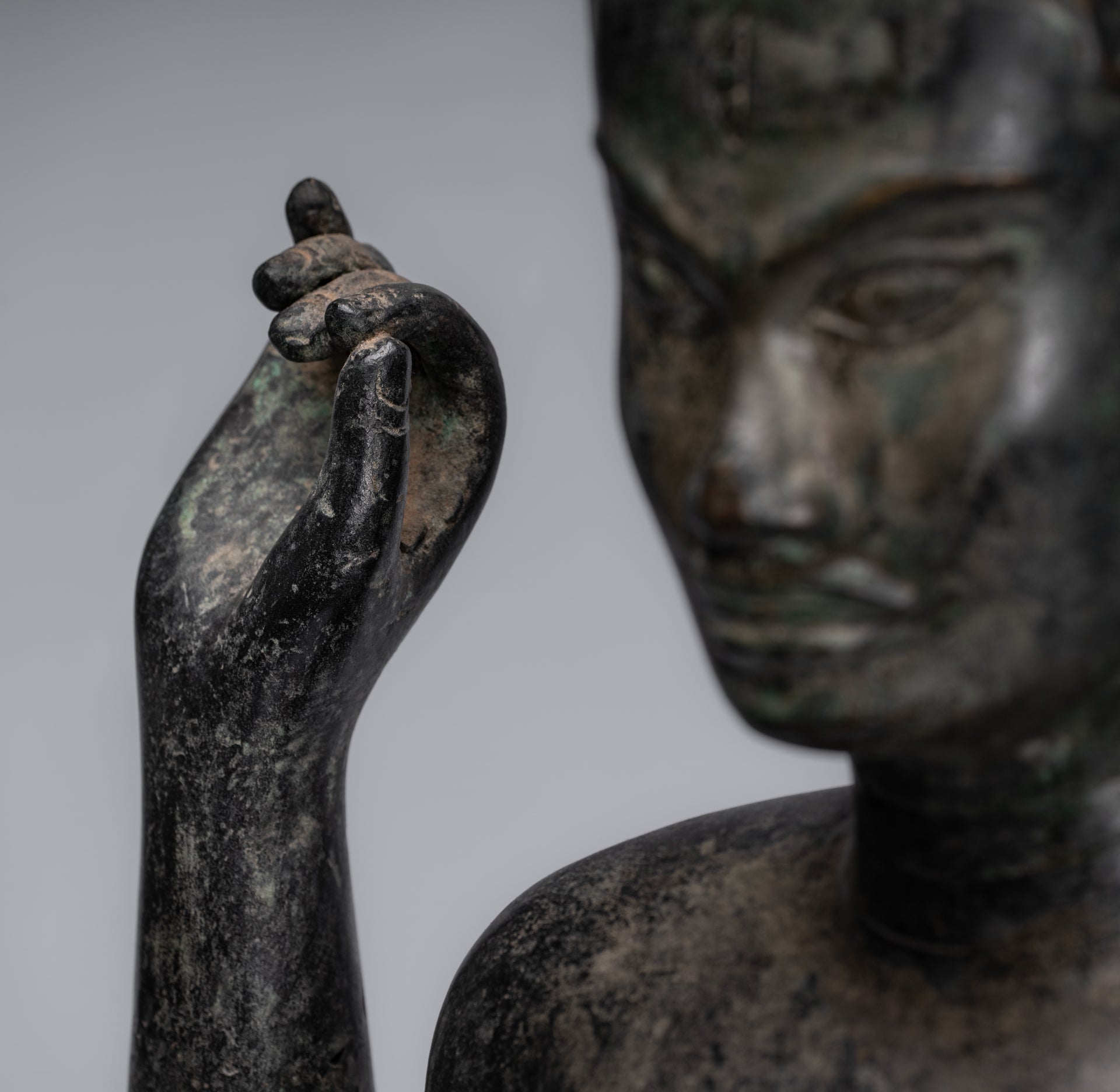 Harihara - Antique Phnom Da Style Bronze Khmer Hari Hara or Vishnu & Shiva - 77cm/31"