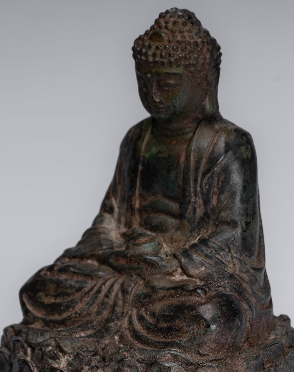 Statua Buddha - Meditazione di bronzo in bronzo cinese Antique Statue Buddha - 13 cm/5 "