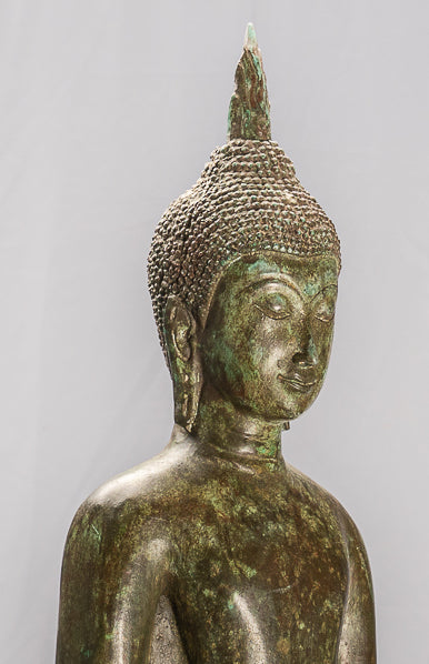 Antique Thai Style Ayutthaya Standing Bronze Charity Buddha Statue - 98cm/39"