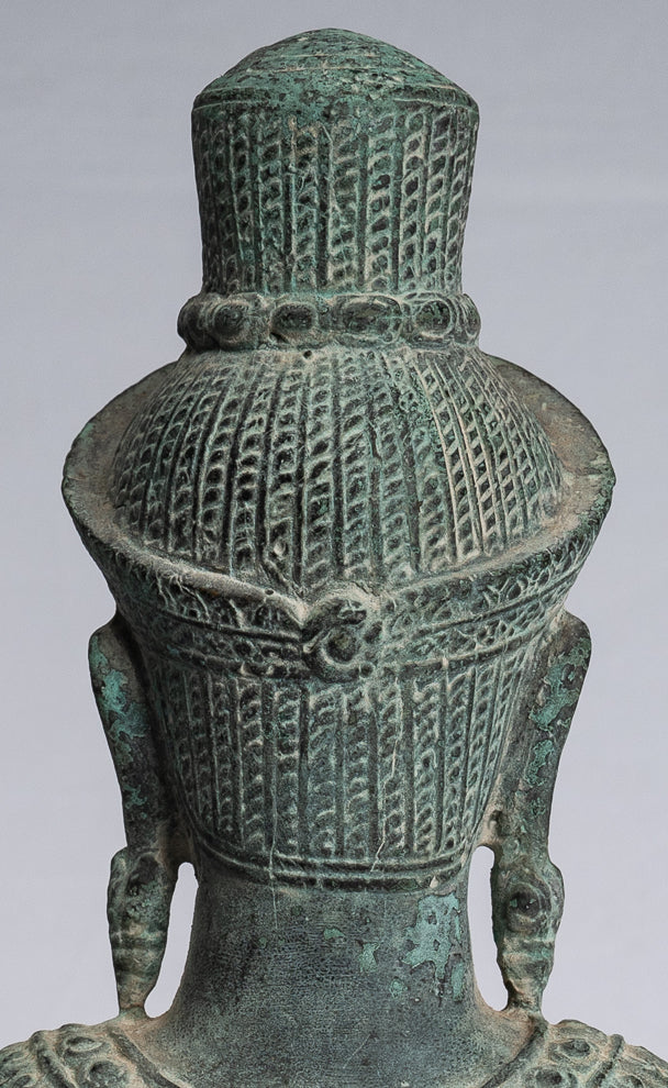 Statue de Shiva - Statue de torse de Shiva de style Khmer antique montée en bronze de style Koh Ker - 26 cm/10"