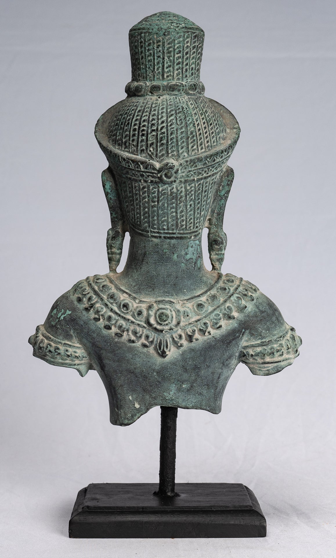 Statue de Shiva - Statue de torse de Shiva de style Khmer antique montée en bronze de style Koh Ker - 26 cm/10"