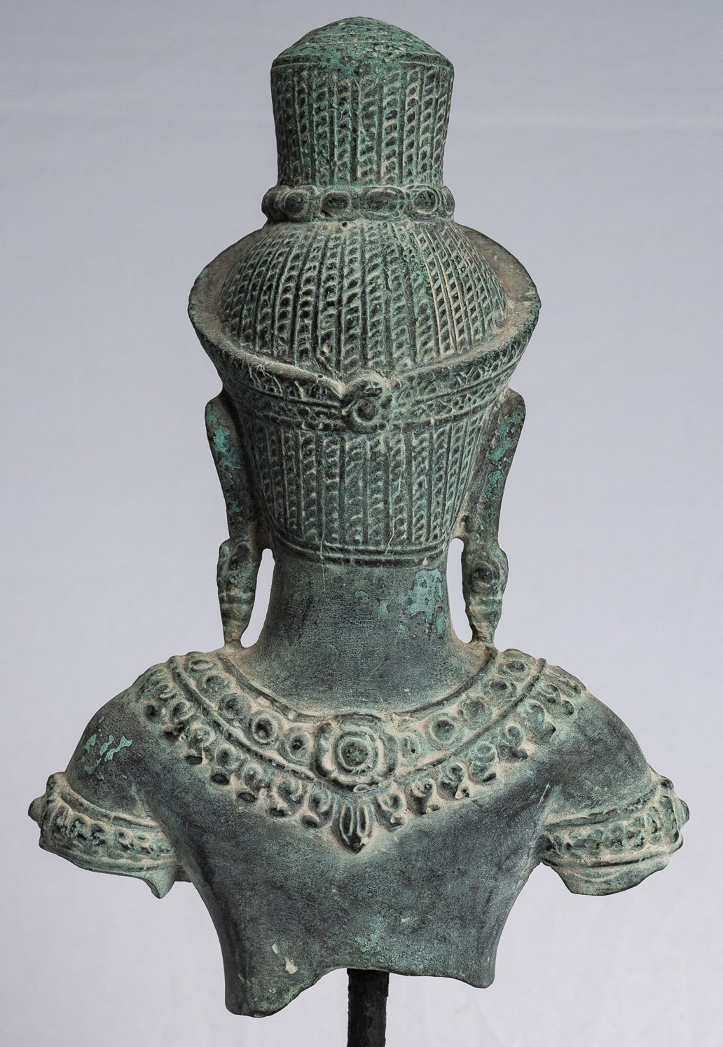 Statue de Shiva - Statue de torse de Shiva de style Khmer antique montée en bronze de style Koh Ker - 26 cm/10"