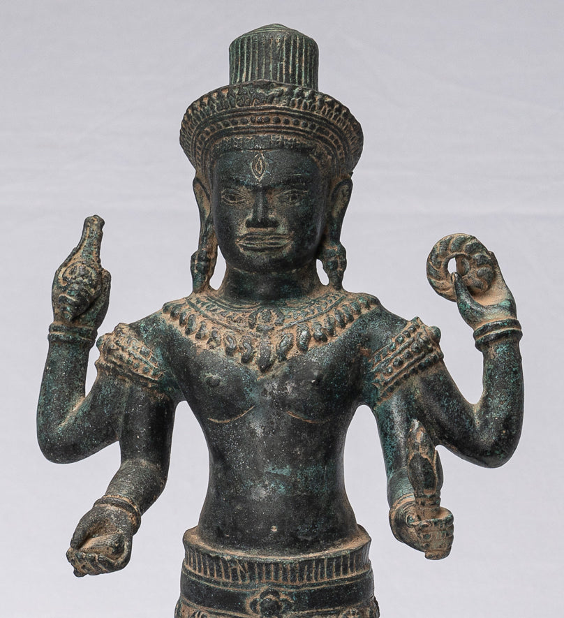 Shiva Statue - Antique Khmer Style Bronze Koh Ker Style Shiva Statue - 44cm/18"