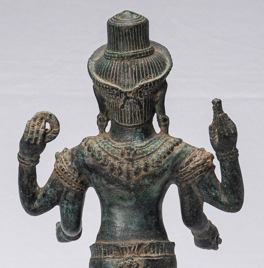 Shiva Statue - Antique Khmer Style Bronze Koh Ker Style Shiva Statue - 44cm/18"