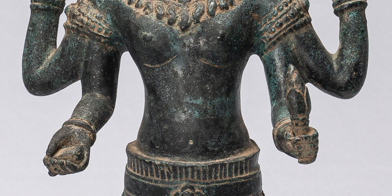 Shiva Statue - Antique Khmer Style Bronze Koh Ker Style Shiva Statue - 44cm/18"