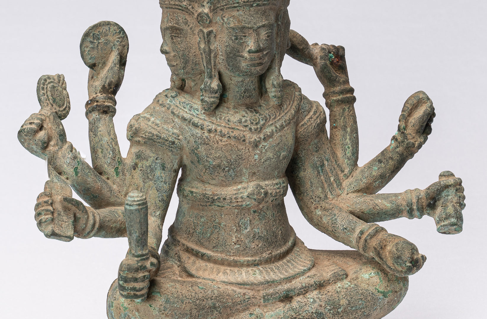 Statue de Brahma - bronze de style khmer antique 8 bras belong Brahma - création de Dieu Hindou - 31cm / 12 "