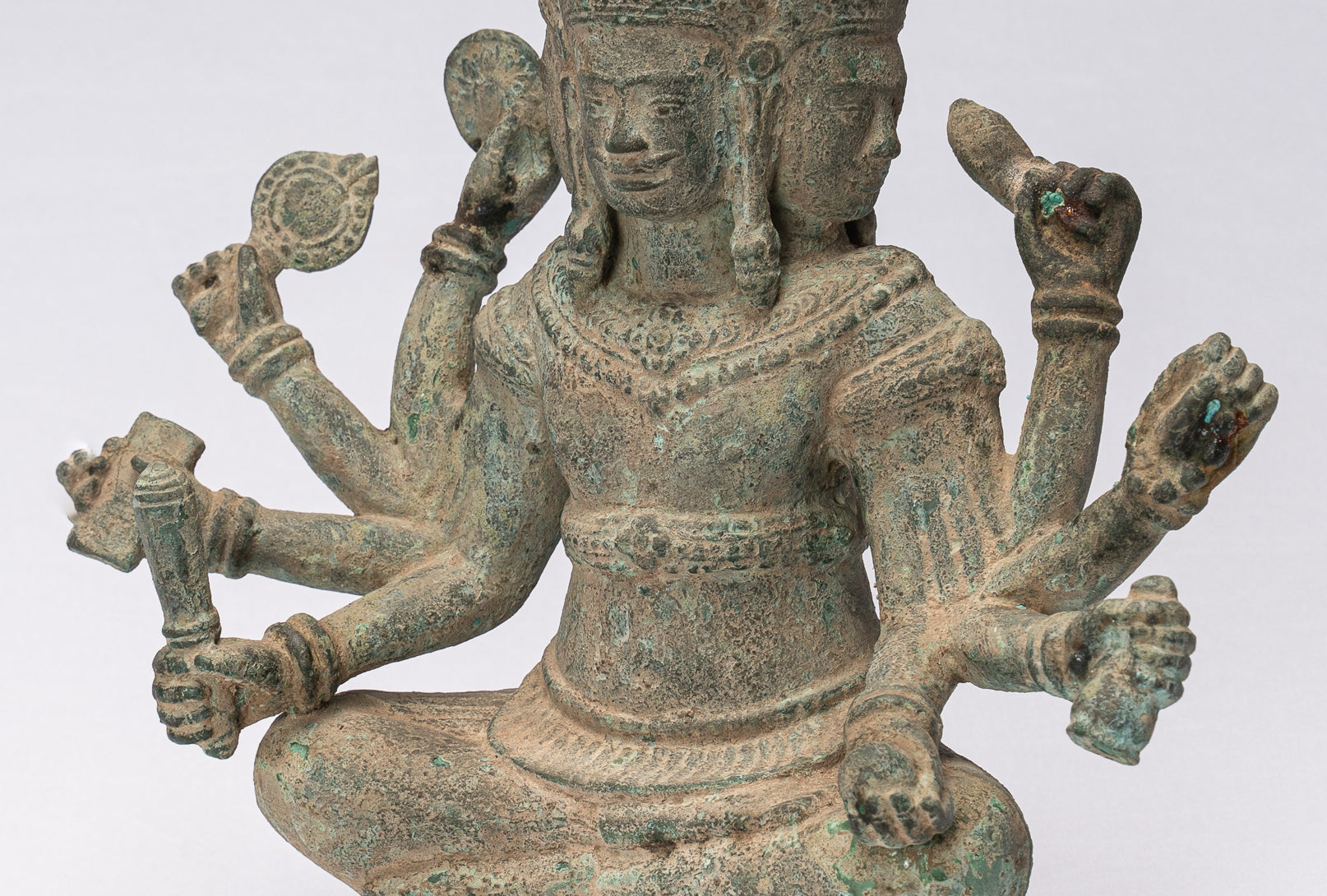Statue de Brahma - bronze de style khmer antique 8 bras belong Brahma - création de Dieu Hindou - 31cm / 12 "