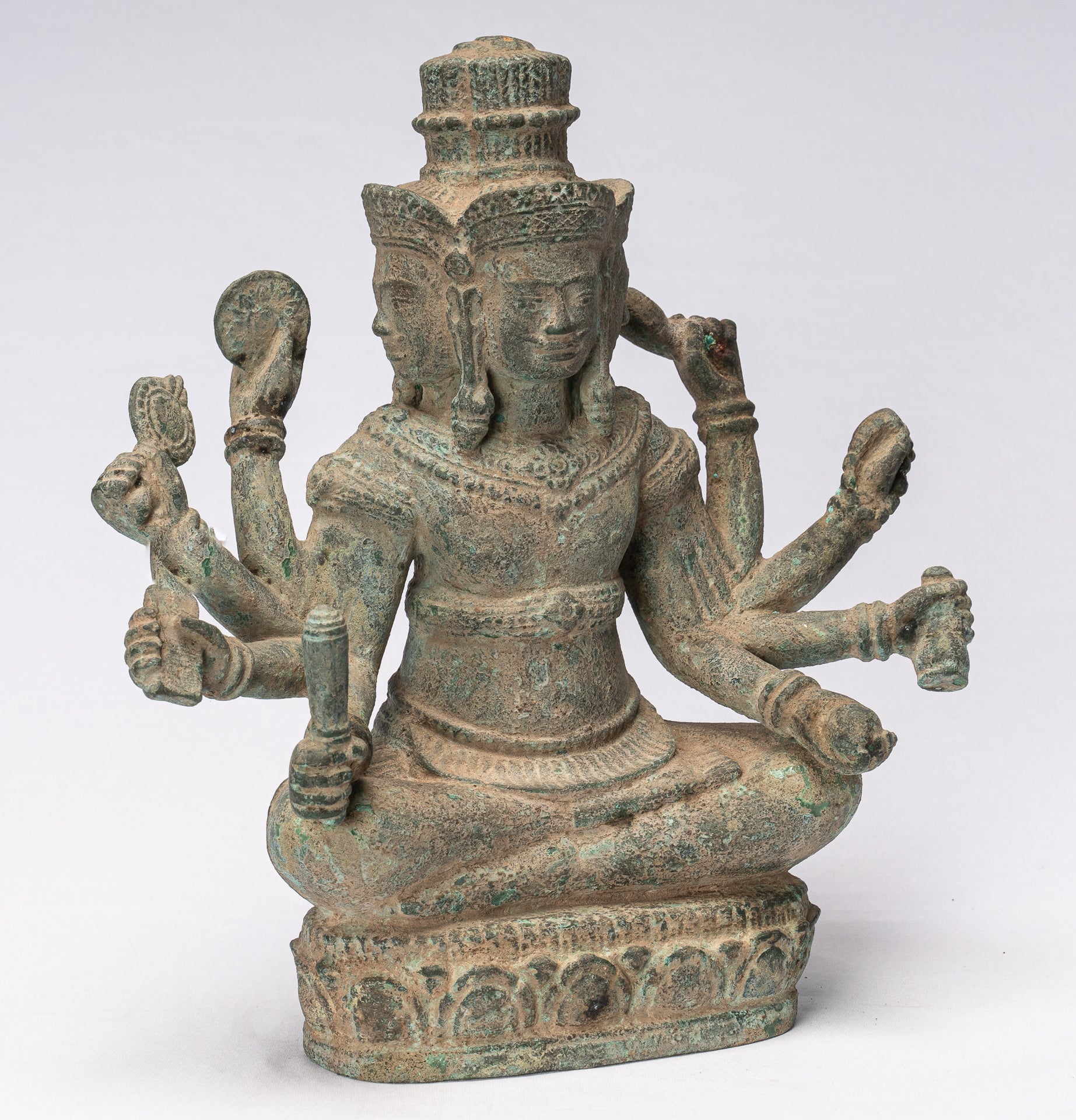 Statue de Brahma - bronze de style khmer antique 8 bras belong Brahma - création de Dieu Hindou - 31cm / 12 "