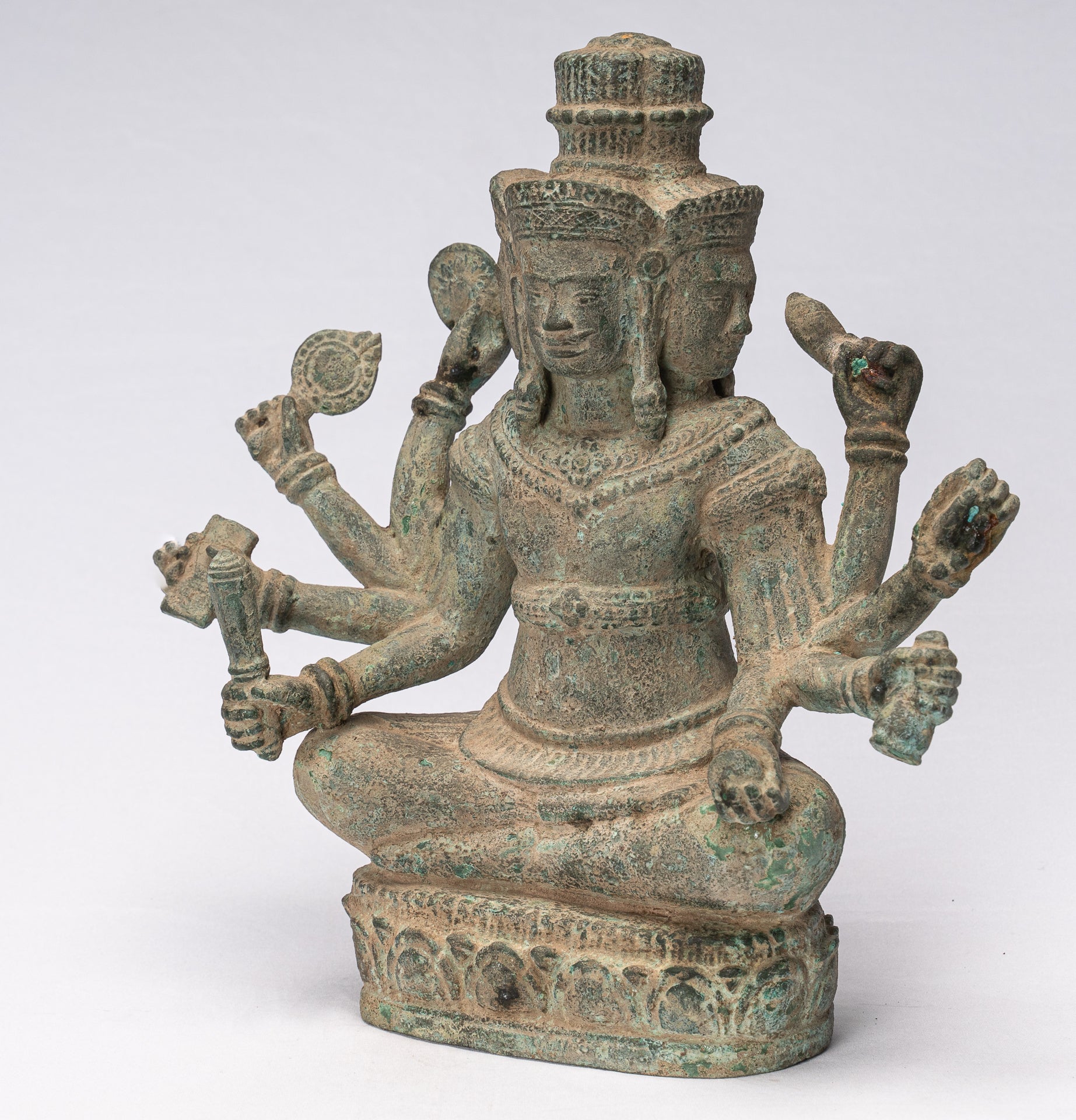 Statue de Brahma - bronze de style khmer antique 8 bras belong Brahma - création de Dieu Hindou - 31cm / 12 "