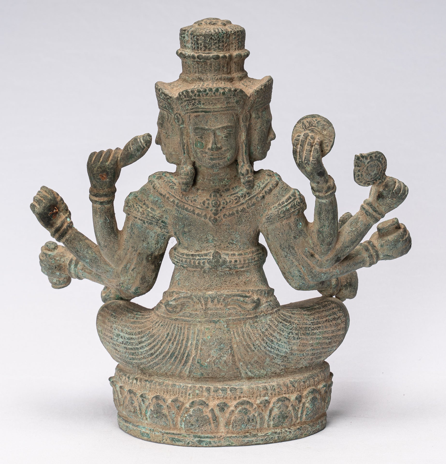 Statue de Brahma - bronze de style khmer antique 8 bras belong Brahma - création de Dieu Hindou - 31cm / 12 "