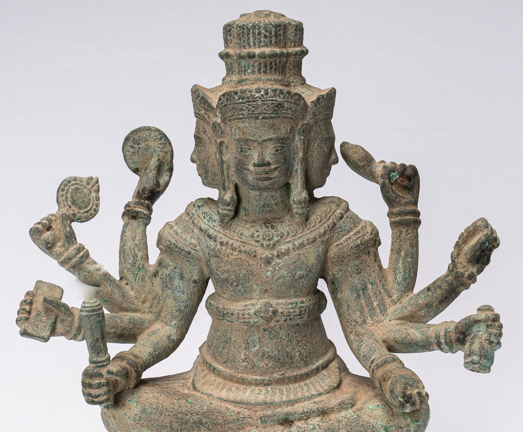 Statue de Brahma - bronze de style khmer antique 8 bras belong Brahma - création de Dieu Hindou - 31cm / 12 "
