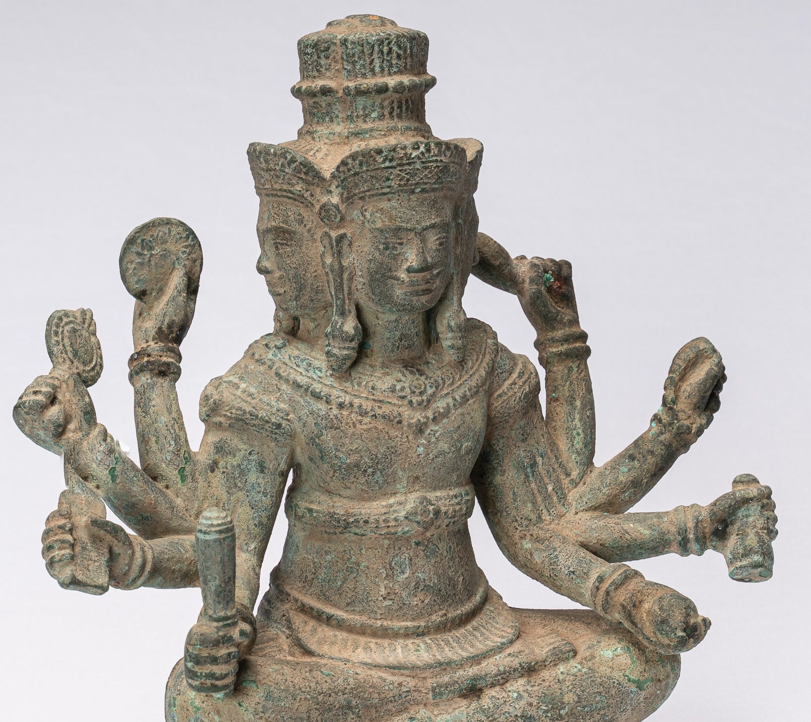 Statue de Brahma - bronze de style khmer antique 8 bras belong Brahma - création de Dieu Hindou - 31cm / 12 "