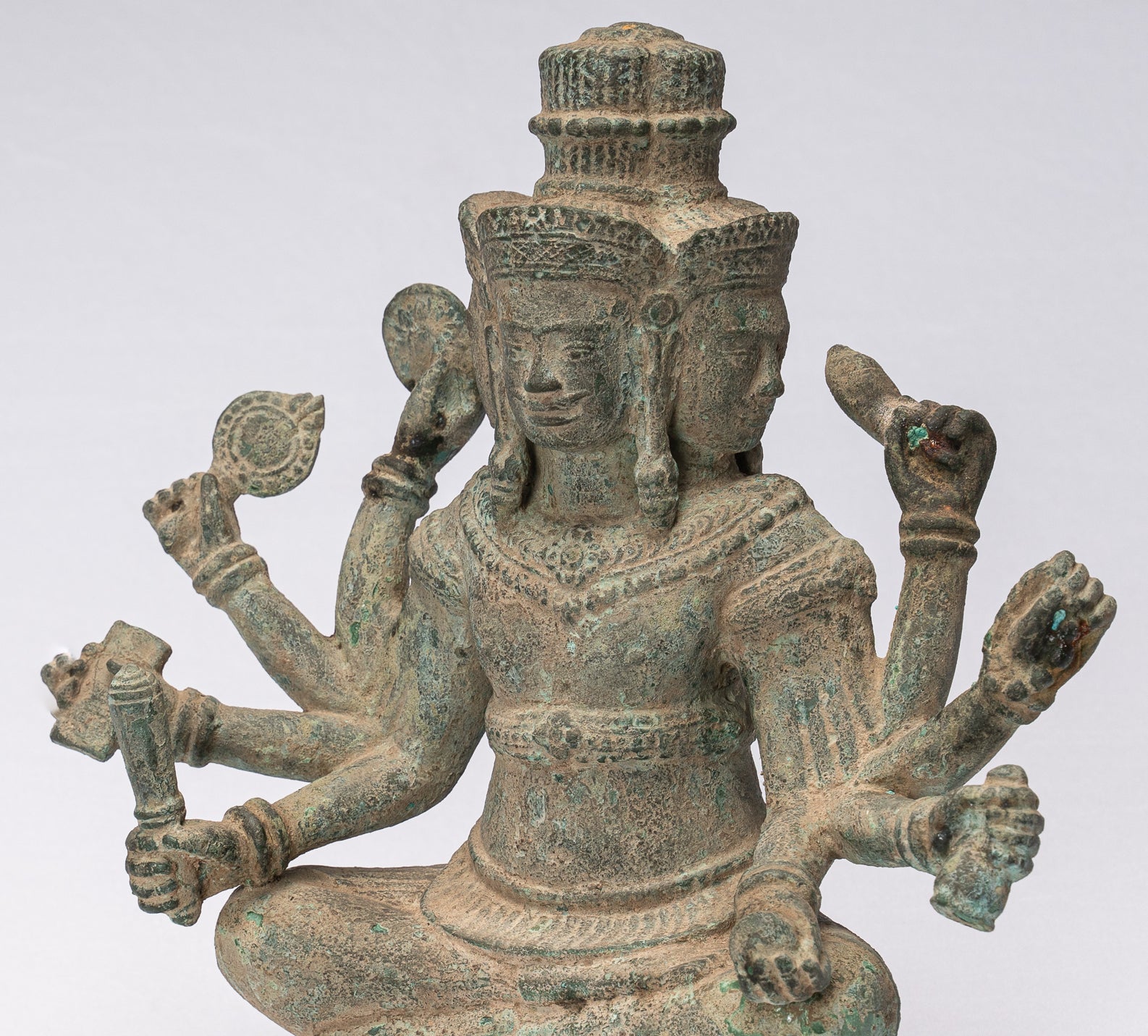 Statue de Brahma - bronze de style khmer antique 8 bras belong Brahma - création de Dieu Hindou - 31cm / 12 "