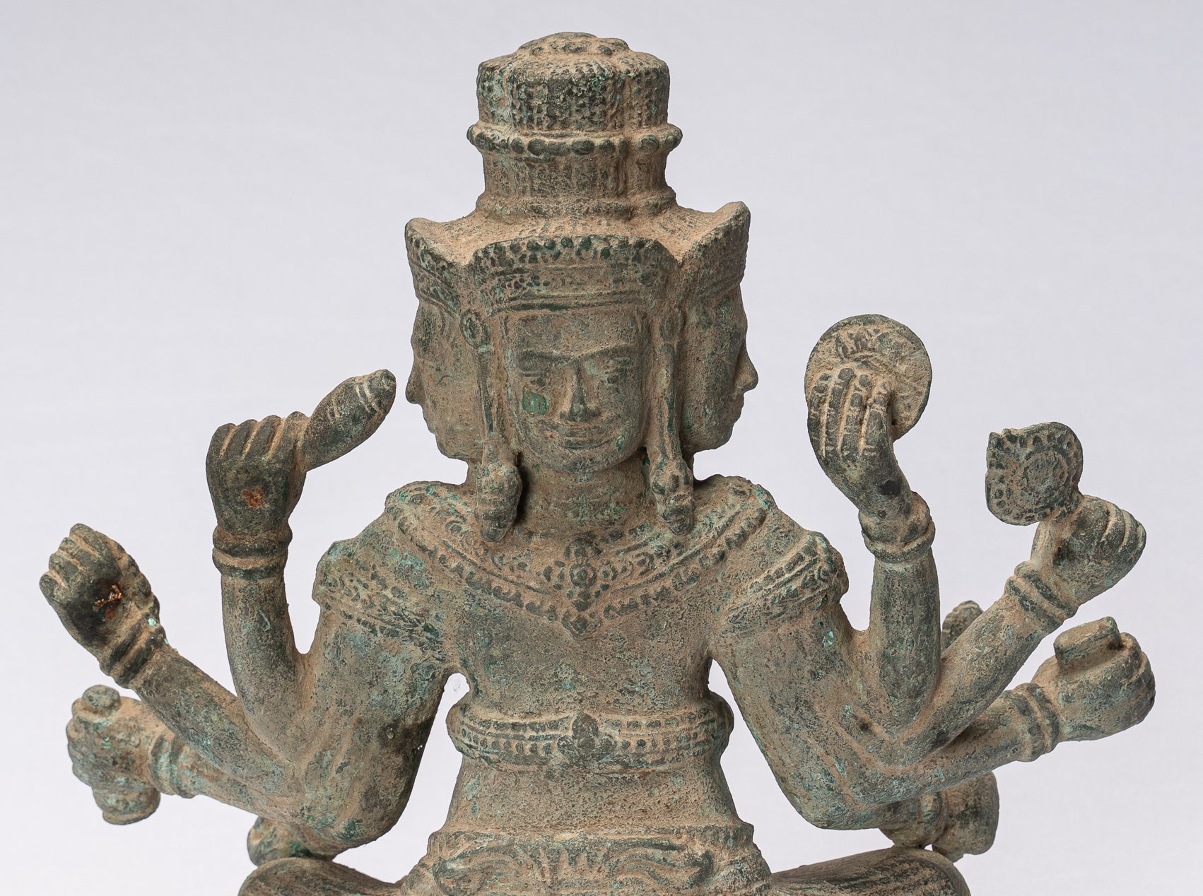 Statue de Brahma - bronze de style khmer antique 8 bras belong Brahma - création de Dieu Hindou - 31cm / 12 "