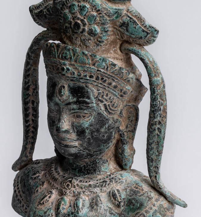 Antique Khmer Style Bronze Angkor Wat Apsara Torso or Angel Statue - 34cm/14"