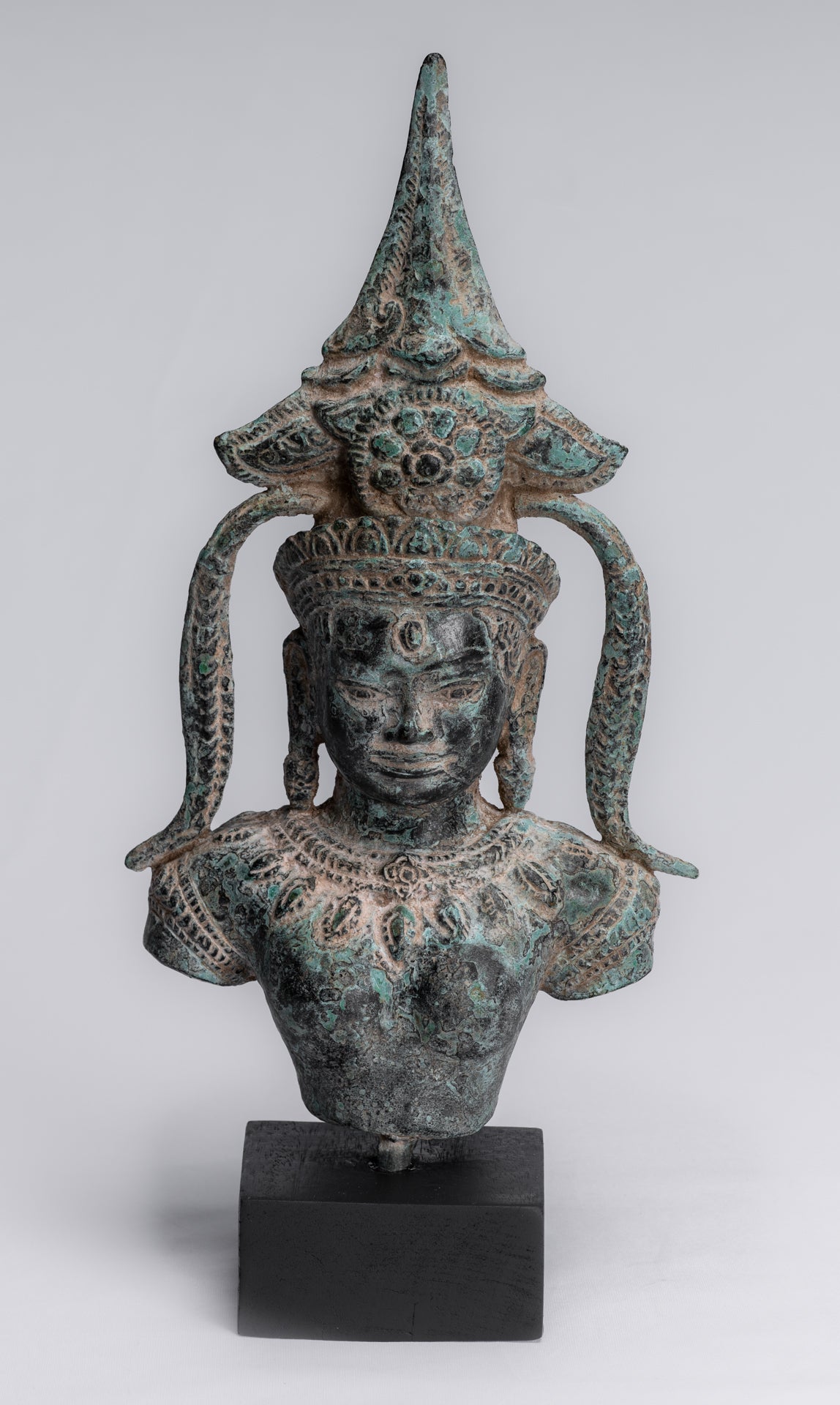 Antique Khmer Style Bronze Angkor Wat Apsara Torso or Angel Statue - 34cm/14"