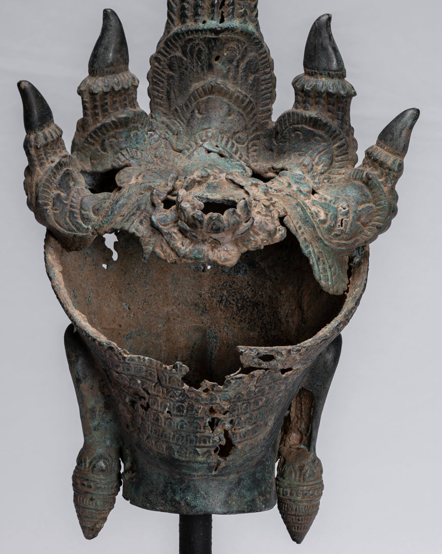Antique Khmer Style Bronze Angkor Wat Apsara Torso or Angel Statue - 57cm/23"