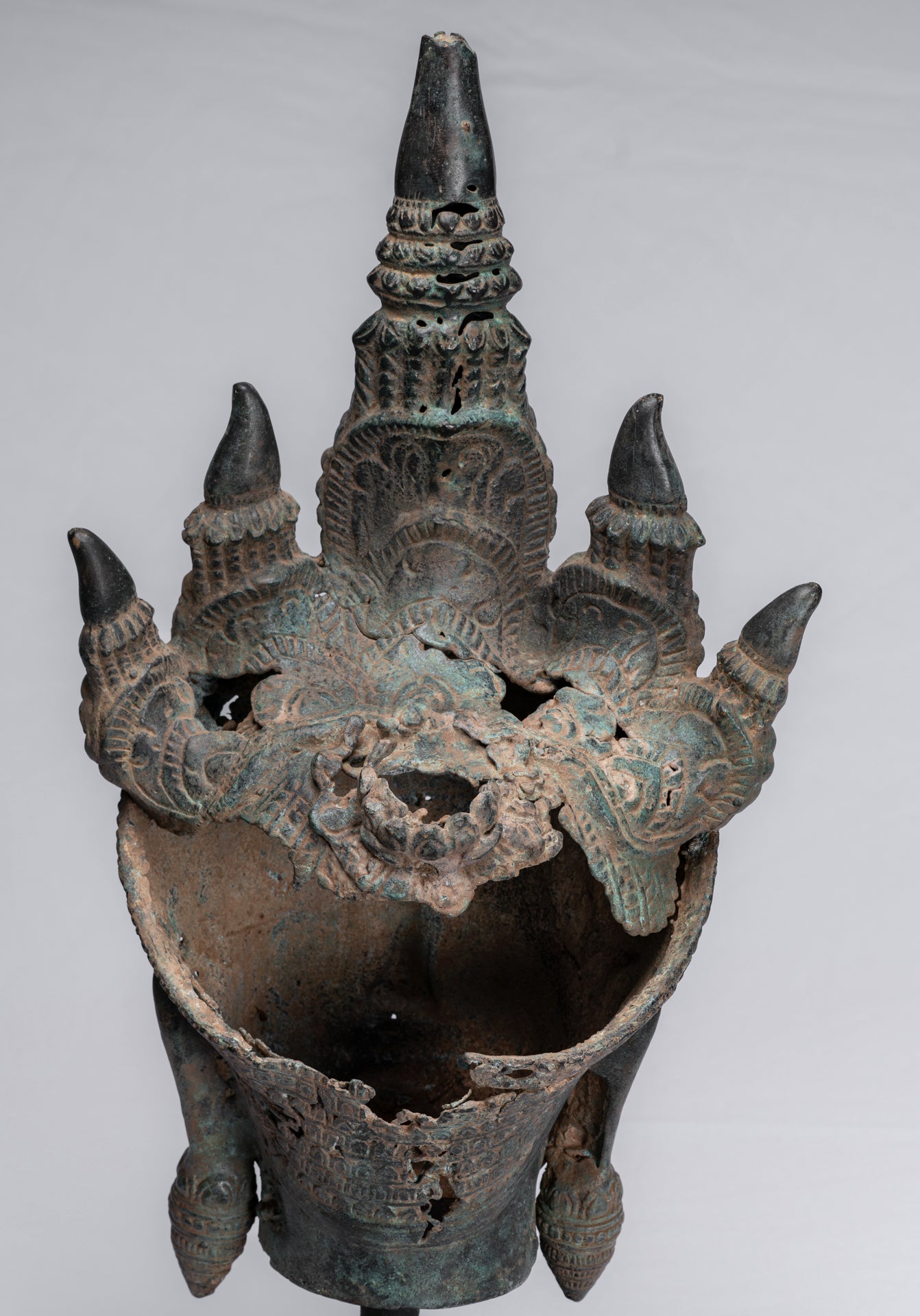 Antique Khmer Style Bronze Angkor Wat Apsara Torso or Angel Statue - 57cm/23"