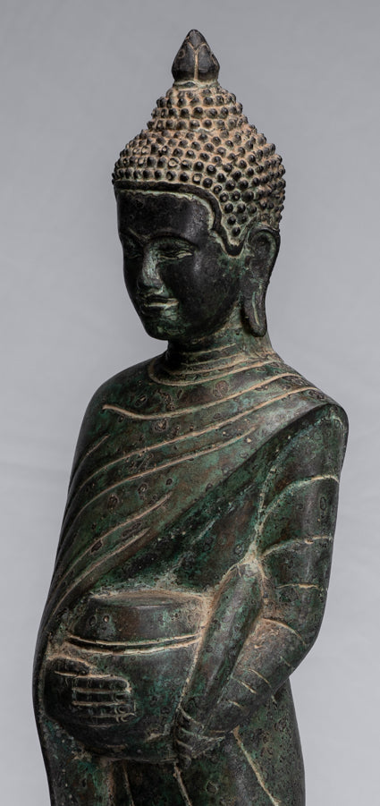 Buddha Statue - Antique Khmer Style Bronze Charity & Compassion Gautama Buddha Statue - 62cm/25"