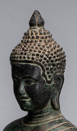Buddha Statue - Antique Khmer Style Bronze Charity & Compassion Gautama Buddha Statue - 62cm/25"
