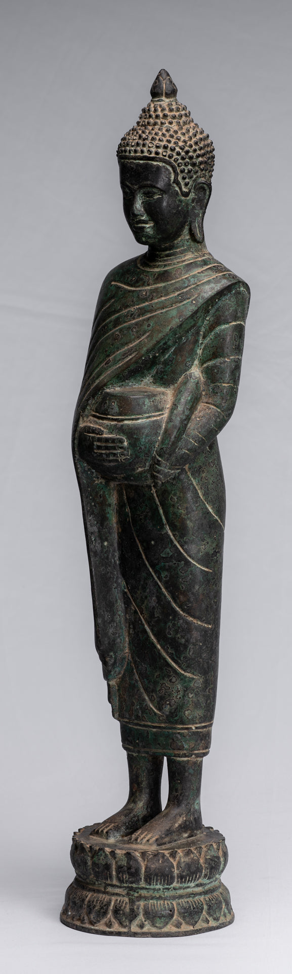 Buddha Statue - Antique Khmer Style Bronze Charity & Compassion Gautama Buddha Statue - 62cm/25"