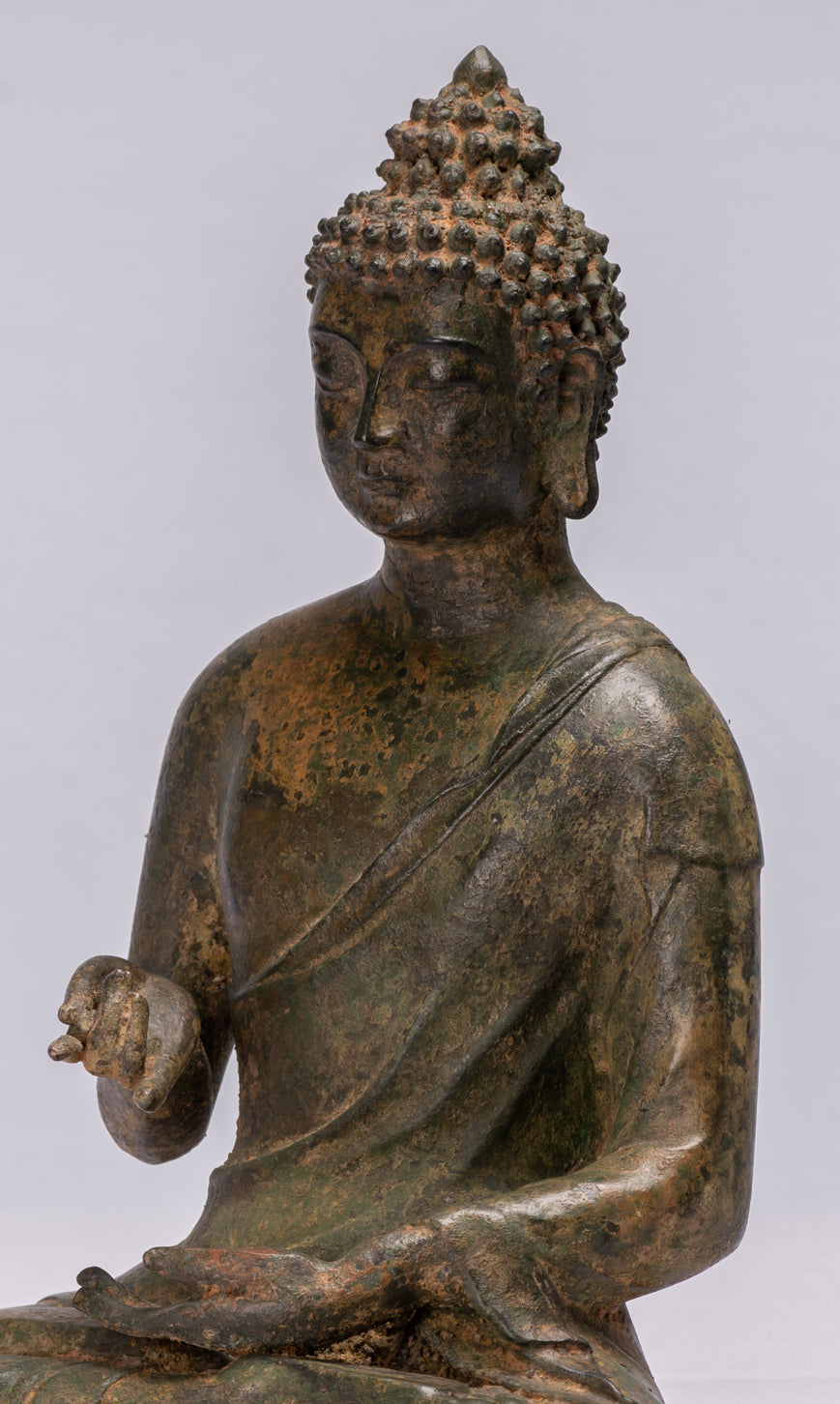 Buddha Statue - Antique Chinese Style Bronze Seated Granting Boons Buddha Statue - 35cm/14"