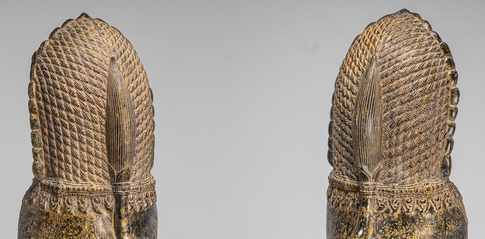 Antique Khmer Style Bronze Temple Guardians or Lions (Pair) - 72cm/29"