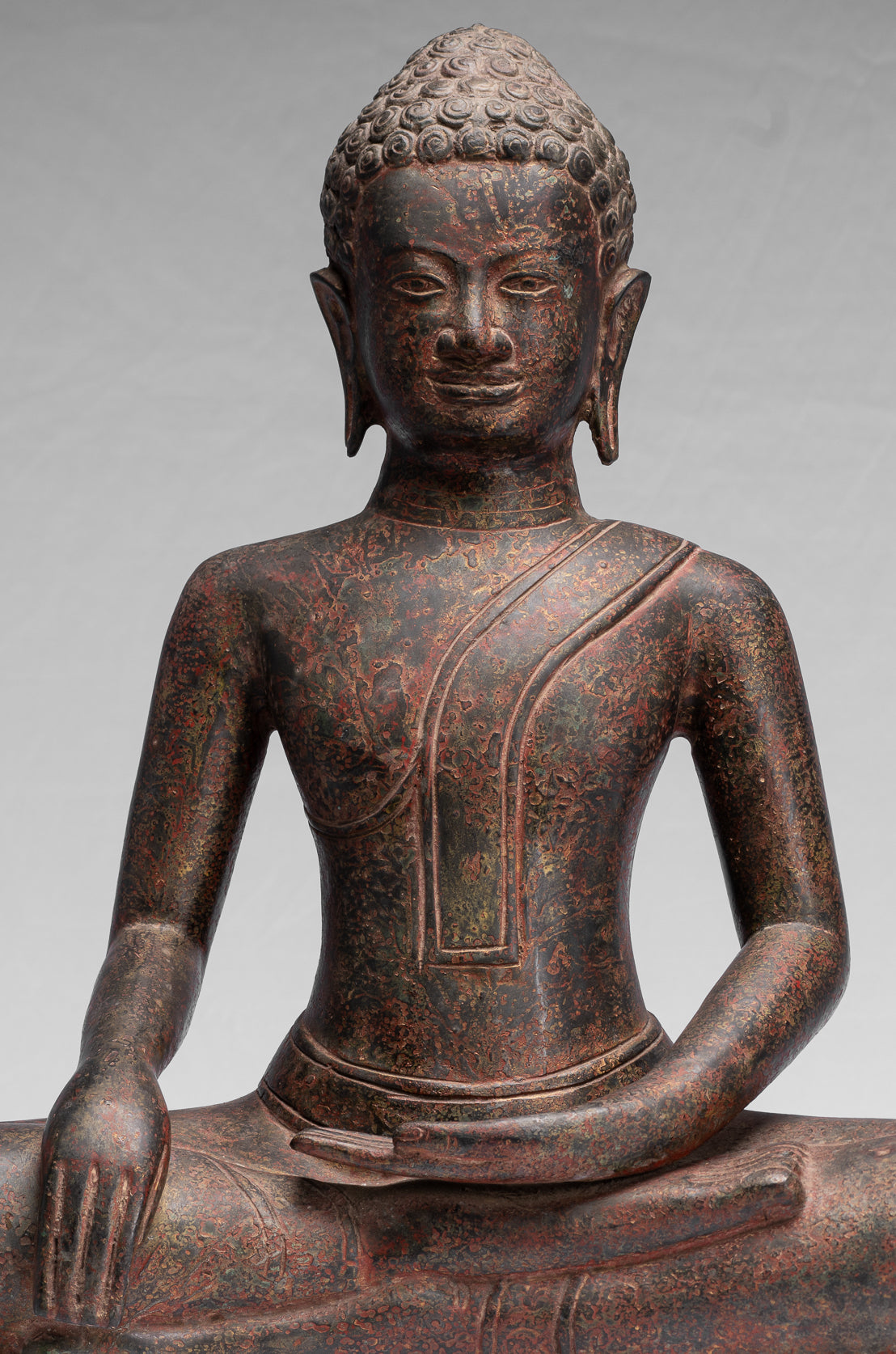 Estatua de Buda - Estatua de Buda de la Ilustración de Bronce Thai Thai de ANTIGUA - 47cm/19 "