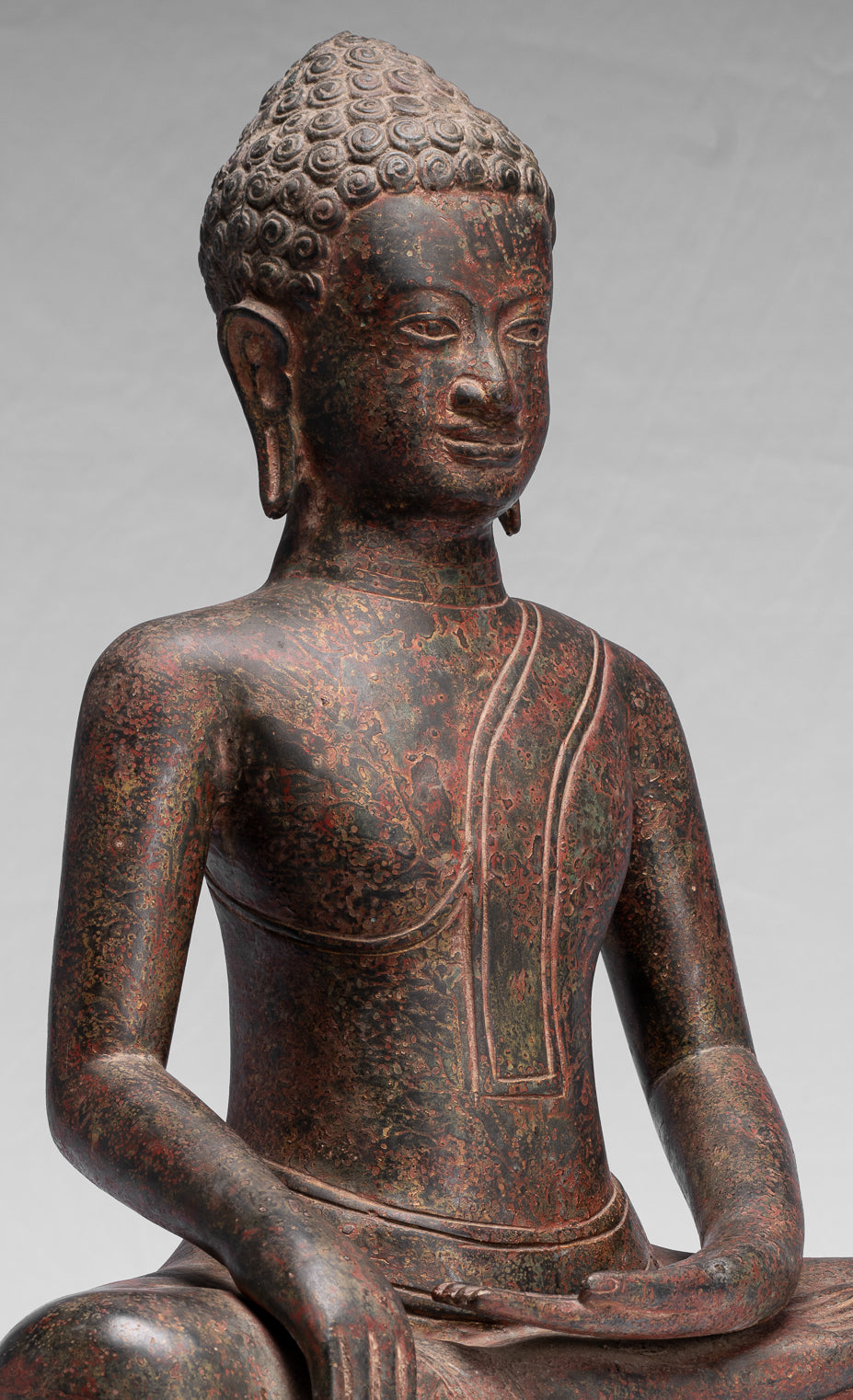 Estatua de Buda - Estatua de Buda de la Ilustración de Bronce Thai Thai de ANTIGUA - 47cm/19 "