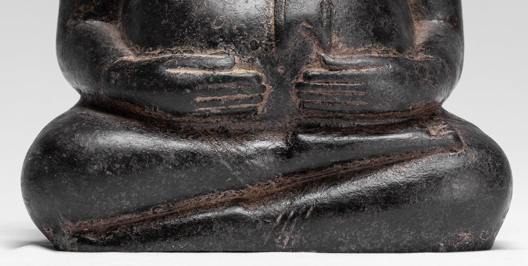 Buddha Statue-Antike Khmer Style Bronze Happy, Fat, Laughing Buddha Budai Statue-18cm/7 "