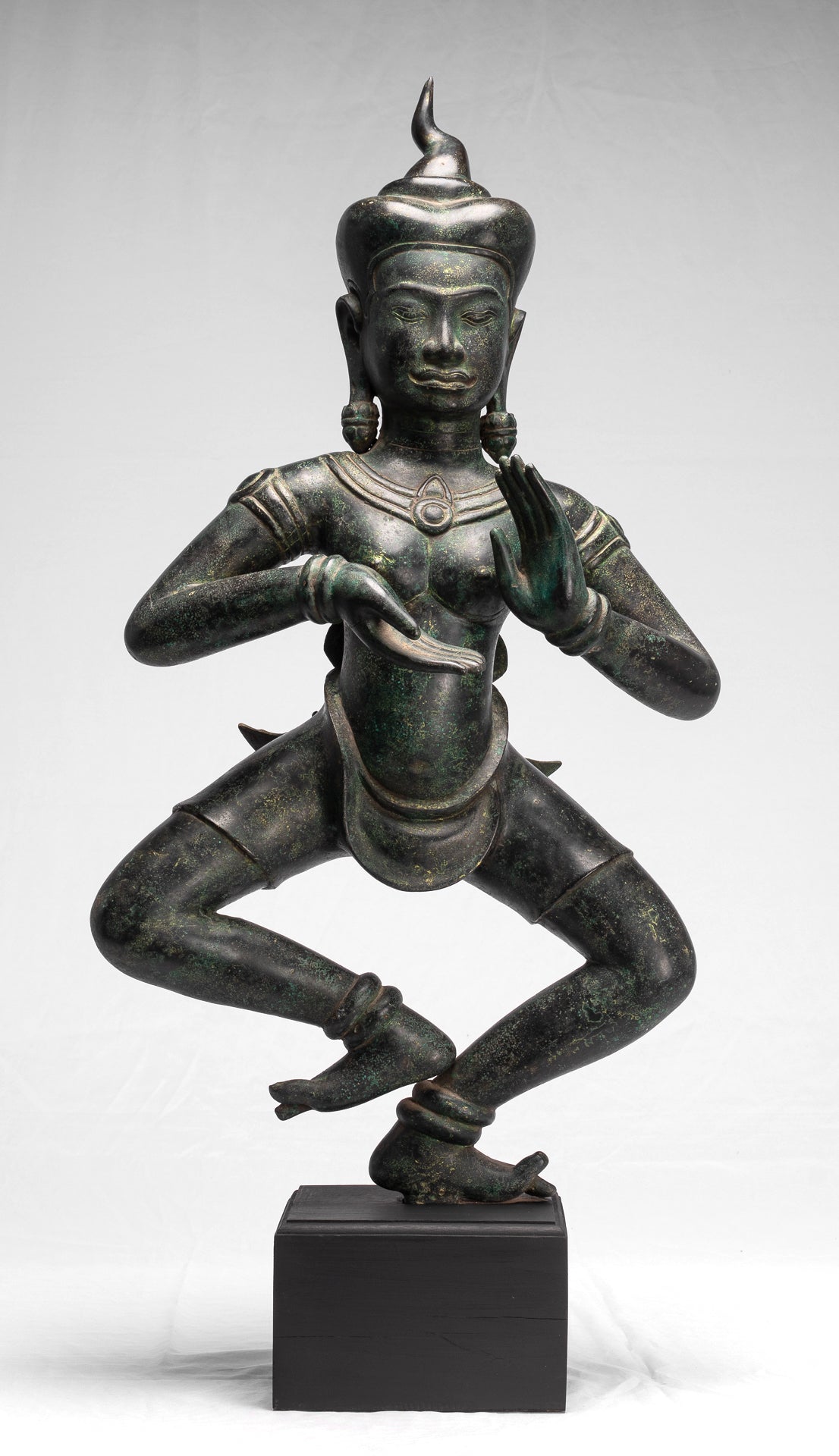 Antique Khmer Style Baphuon Bronze Dancing Apsara or Angel Statue - 85cm/34"