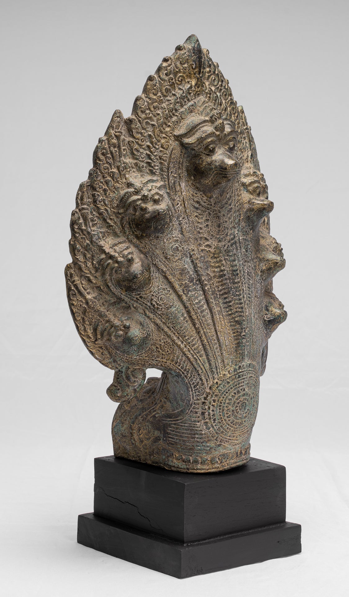 Naga Statue - Antique Khmer Style Bronze Protective Naga, Snake or Serpent Statue - 54cm/22"