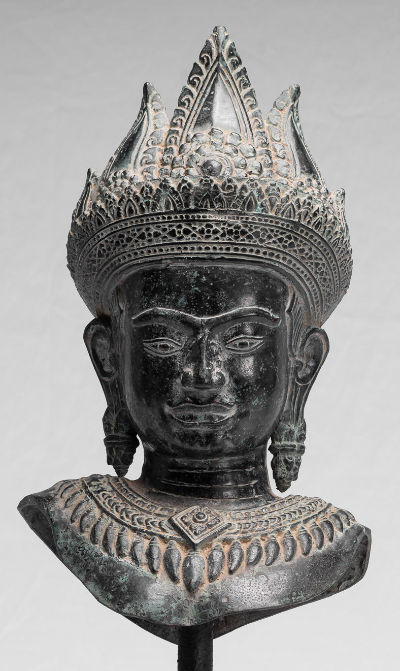 Apsara Statue - Antique Khmer Style Bronze Angkor Wat Apsara Torso or Angel Statue - 50cm/20"