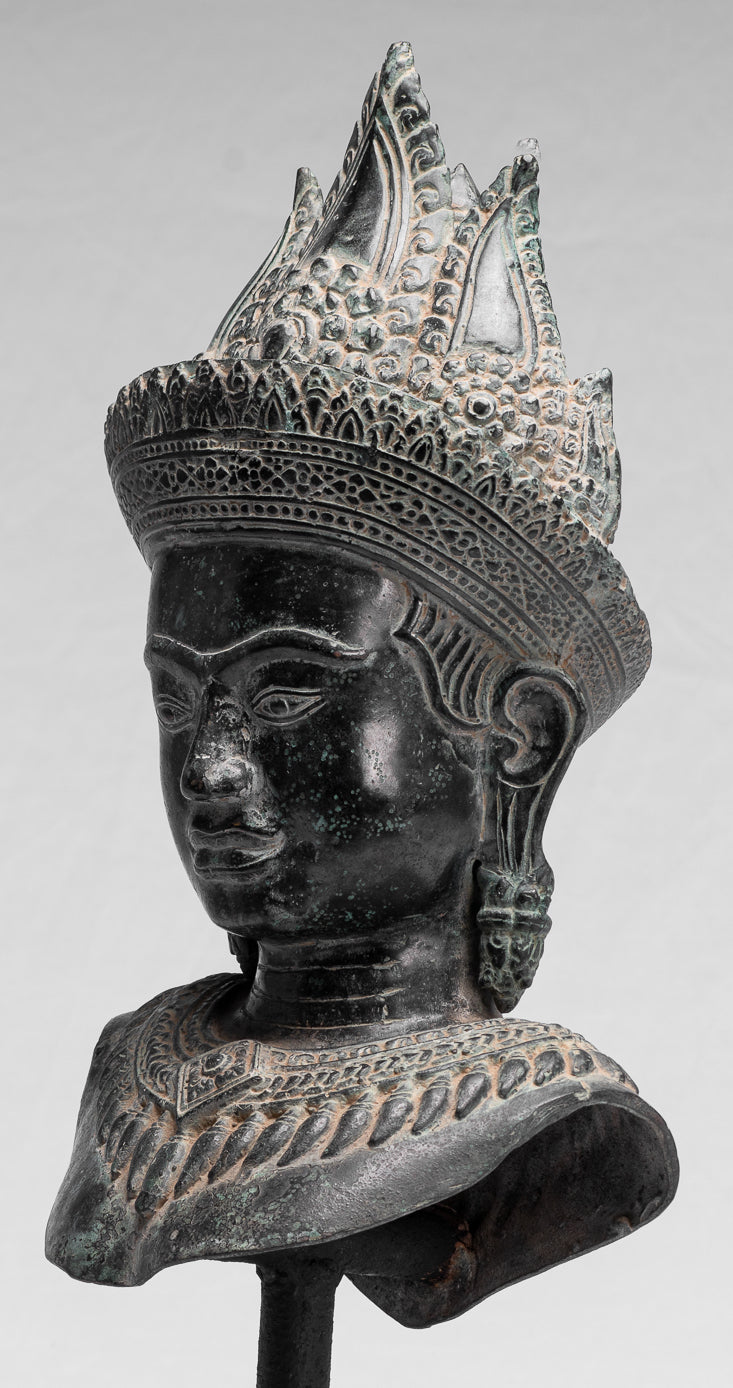 Apsara Statue - Antique Khmer Style Bronze Angkor Wat Apsara Torso or Angel Statue - 50cm/20"