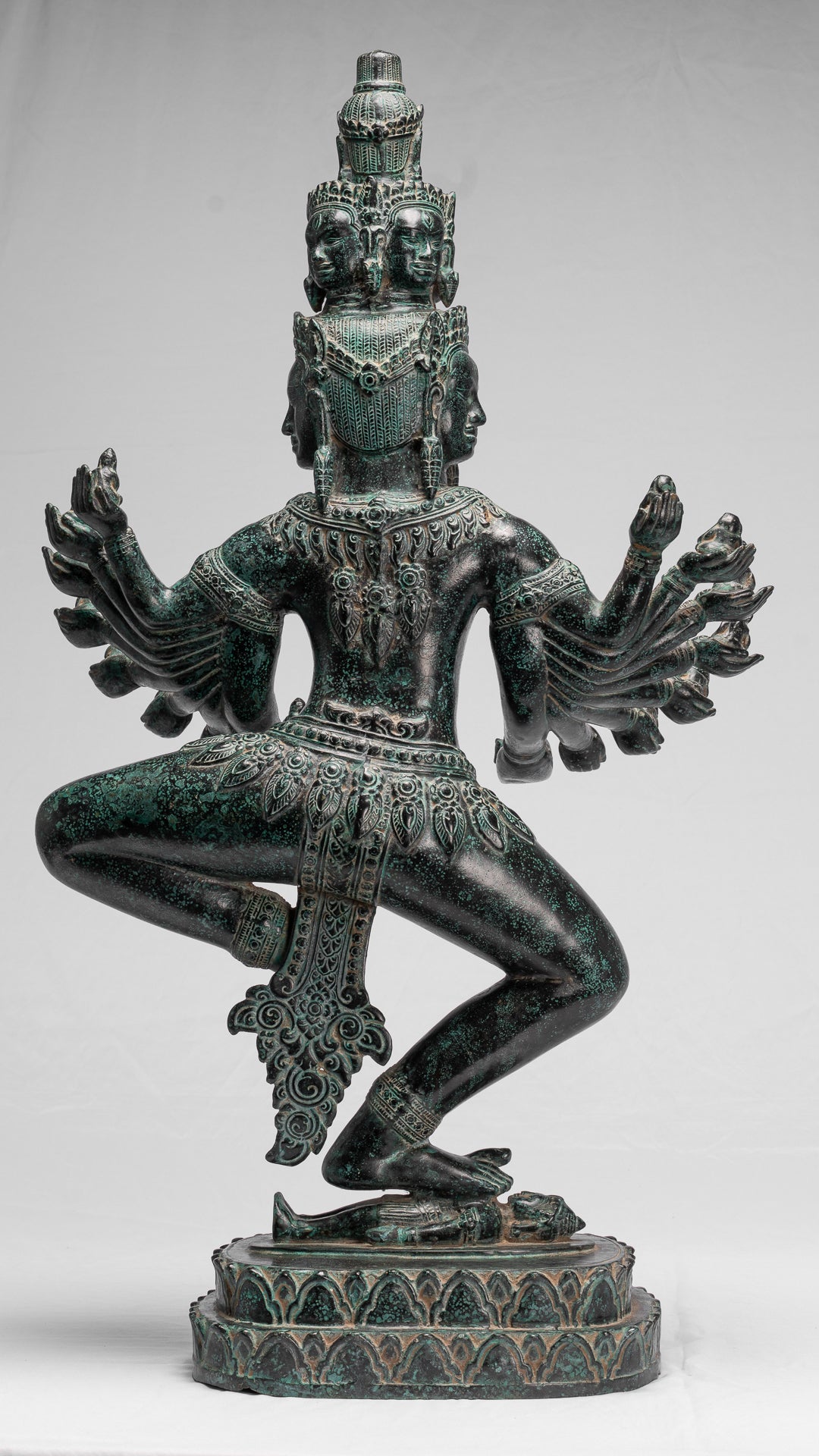 Antique Khmer Style Standing Bronze Angkor Wat Hevajra Statue-86cm/34 " Tall