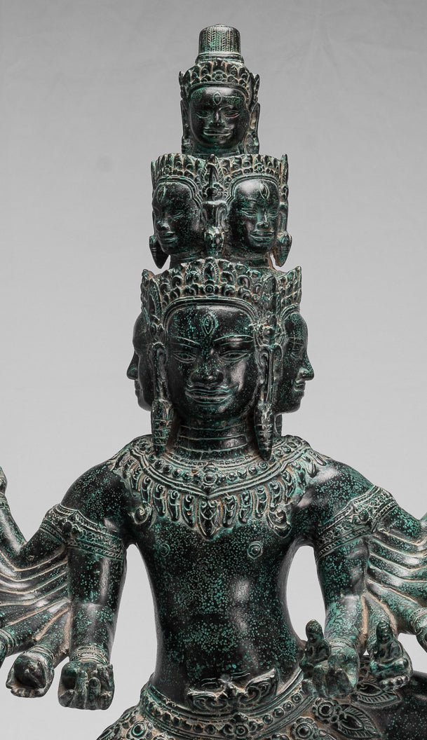 Antique Khmer Style Standing Bronze Angkor Wat Hevajra Statue-86cm/34 " Tall