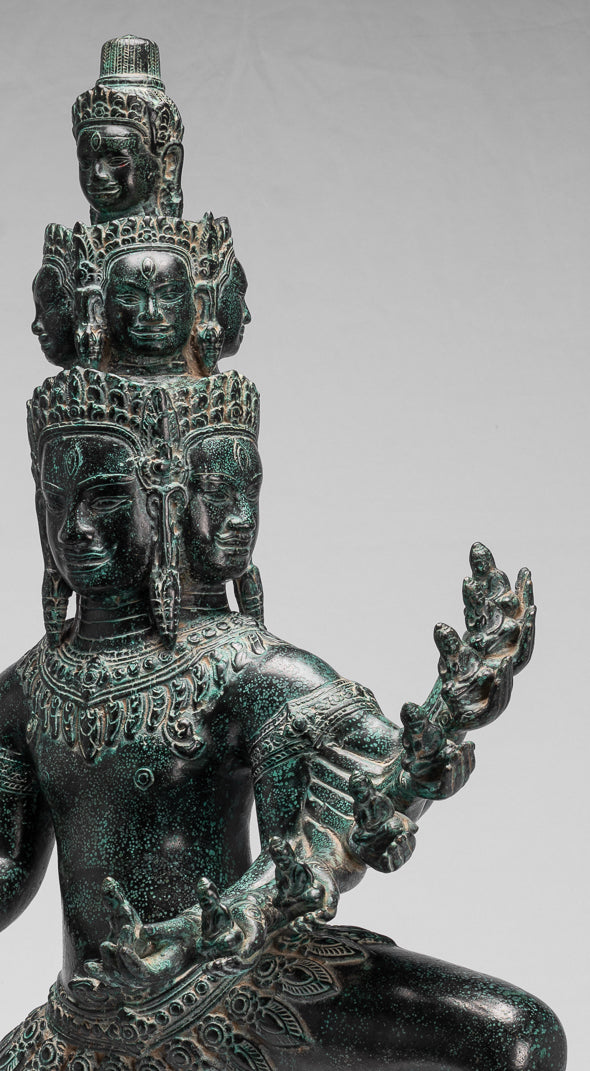 Antique Khmer Style Standing Bronze Angkor Wat Hevajra Statue-86cm/34 " Tall