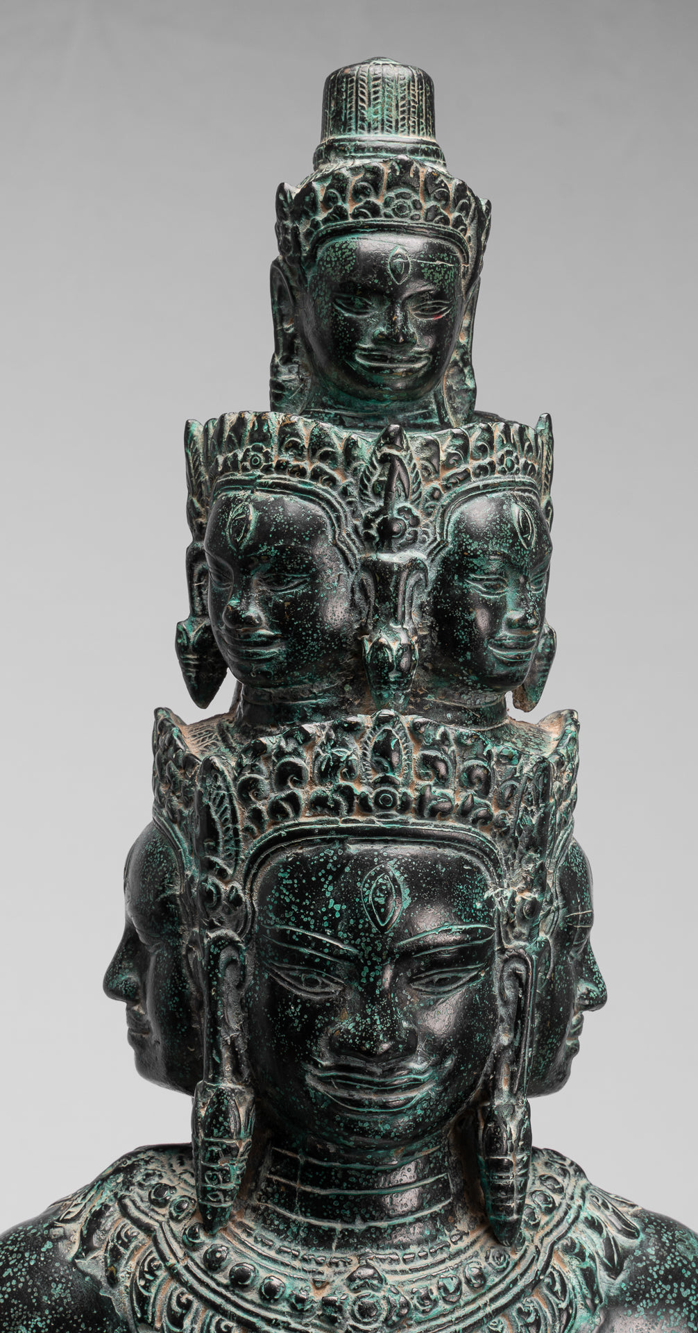 Antique Khmer Style Standing Bronze Angkor Wat Hevajra Statue-86cm/34 " Tall