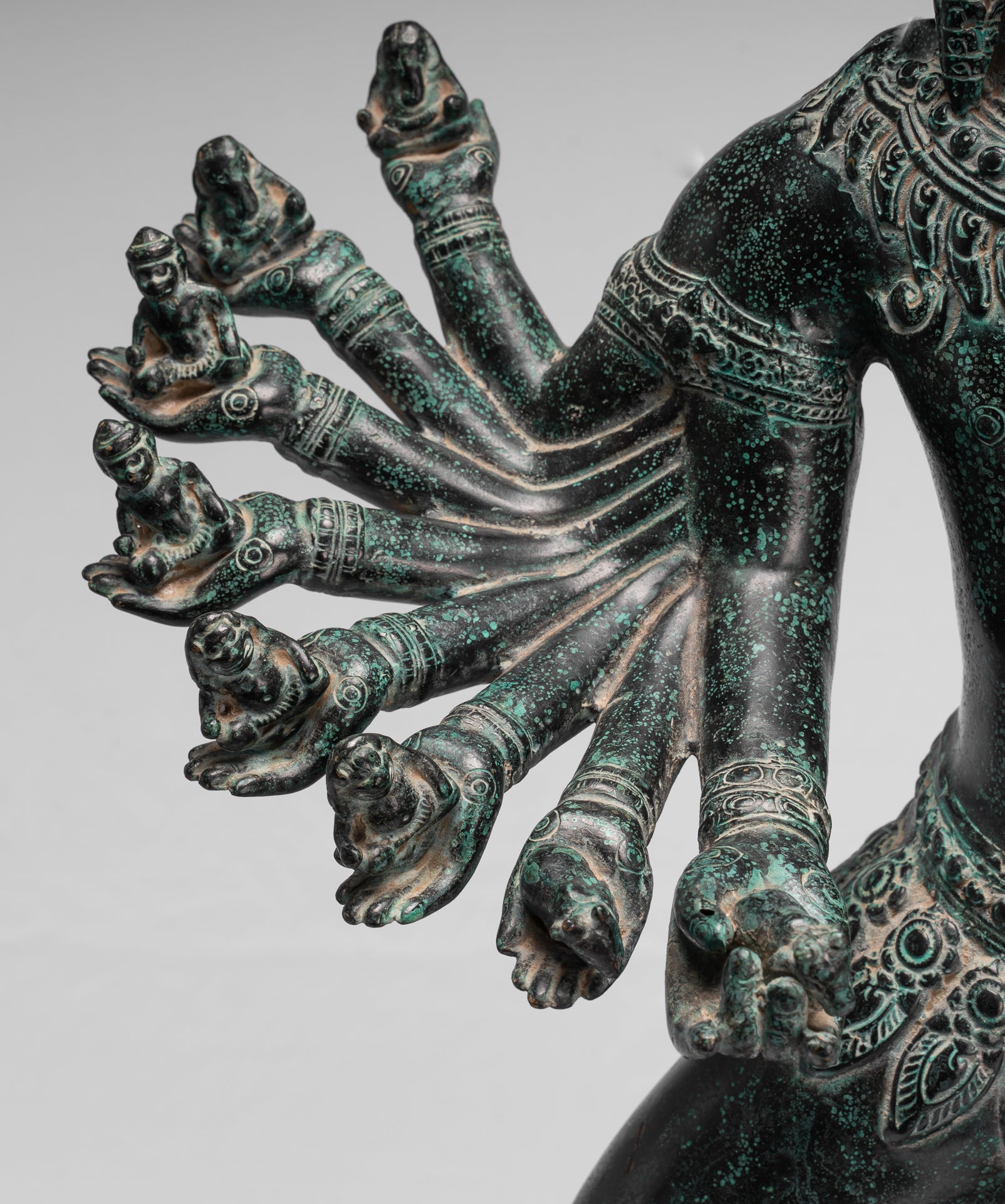 Antique Khmer Style Standing Bronze Angkor Wat Hevajra Statue-86cm/34 " Tall